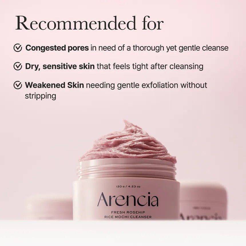 Gel de Limpeza Facial Fresh Rosehip Rice Mochi da ARENCIA