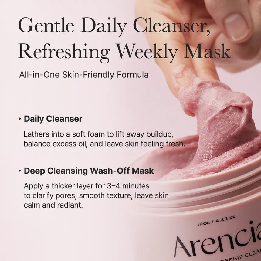 Gel de Limpeza Facial Fresh Rosehip Rice Mochi da ARENCIA