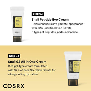 COSRX All About Snail Mucin Korean Skin Care Set 4, Mini Travel Essentials, Travel Size Gift Set with Snail Mucin Face Wash, Serum, Moisturizer by COSRX