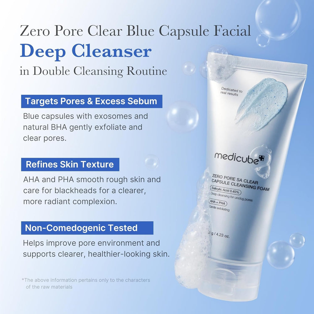 Zero Pore Clear Blue Capsule Facial Deep Cleanser for Skin Texture, Blackhead & Pore Care by MEDICUBE