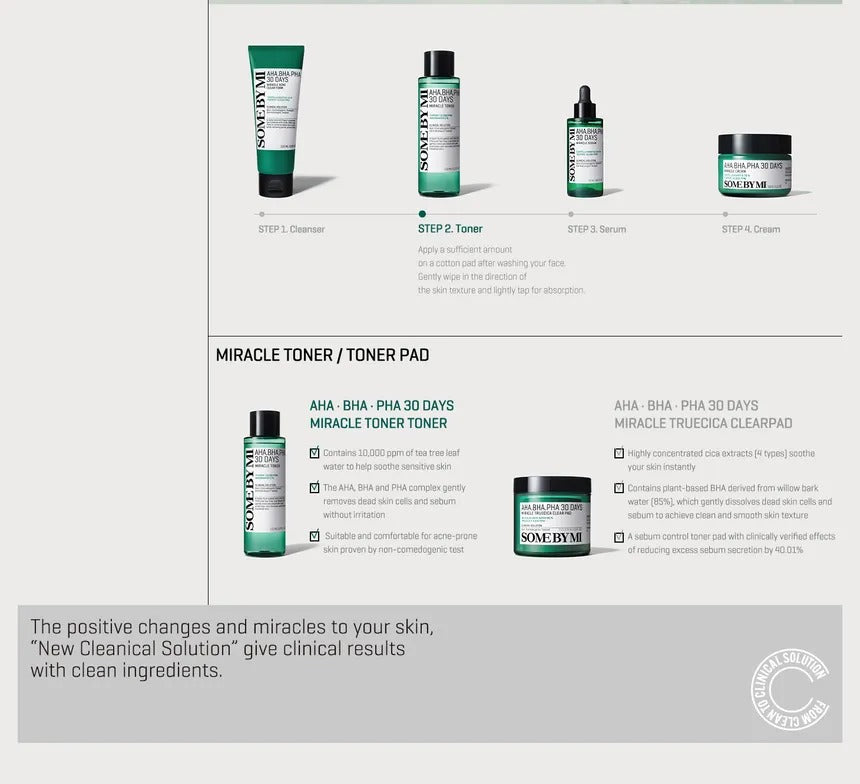AHA, BHA, PHA 30 Days Miracle Toner by SOME BY MI
